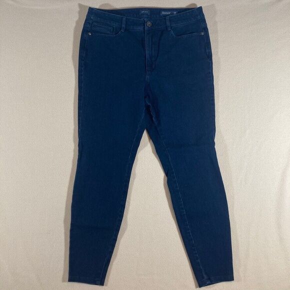 J. Jill Jeans Sz 12 Blue Premium Flex High Rise Denim Leggings Dark Wash - Picture 1 of 10